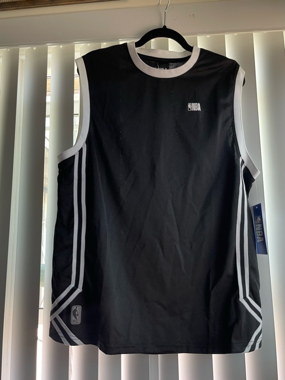 NBA Menβs Black and White Basketball Jersey Sleeveless